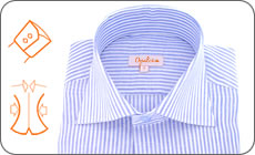 Chemise en lin � rayures bleues