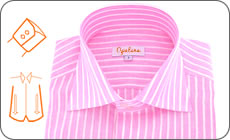 Chemise en lin ray�e rose