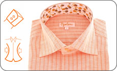 Chemise en lin orange col � fleurs