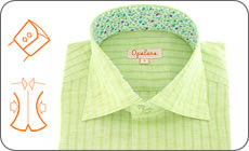 Chemise en lin verte col � fleurs