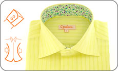 Chemise en lin jaune col � fleurs