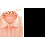 Chemise en lin orange col à fleurs