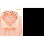 Chemise en lin orange col à fleurs