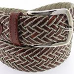 Ceinture tressée cuir et beige
