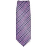 Cravate fine �cossaise mauve et bleue marine