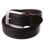 Ceinture en cuir noire, intérieur cuir marron