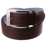 Ceinture en cuir marron, intérieur cuir bleu grisé