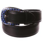 Ceinture en cuir noire boucle fleurie