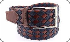 Ceinture tress�e cuir et bleue marine