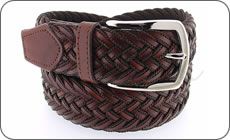 Ceinture tress�e cuir et marron chocolat