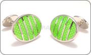 Oval cufflinks with green stripes