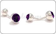 Double sided cufflinks with purple crystals