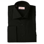 Black slim fit french cuff shirt
