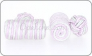 Pink and light green barrel knot cufflinks
