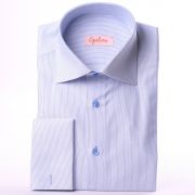 White with blue stripes french cuff shirt