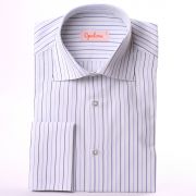 White with blue stripes french cuff shirt