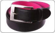 Black leather belt and fushia reverse 