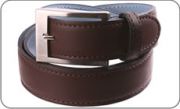 Dark brown leather belt and light bue reverse