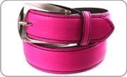 Fuchsia leather belt with black selvedges