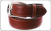 Light brown leather belt with beige selvedges