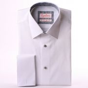 White french cuff shirt with light grey floral collar and cuffs