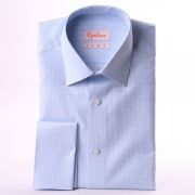 Blue and white checked french cuff shirt