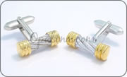 Cylinder cufflinks with a wire cable design and gilded ends