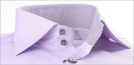 Chemise mauve � col et poignets napolitains gris
