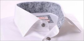 Chemise blanche � col et poignets mousquetaires � motifs fleuris gris clair