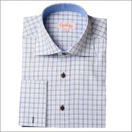 Blue french cuff shirt with a blue collar