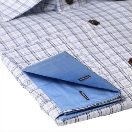 Blue french cuff shirt with a blue collar