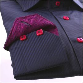 Navy blue slim fit shirt with fushia and navy blue collar and fushia collar