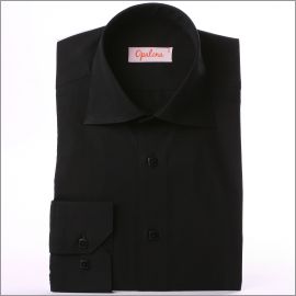 Black slim fit shirt with one button collar