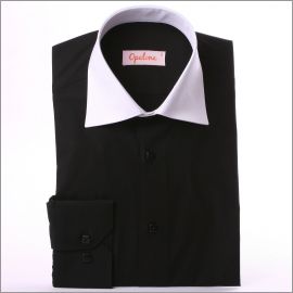 Black slim fit shirt with a white collar