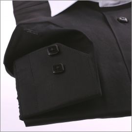 Black slim fit shirt with a white collar