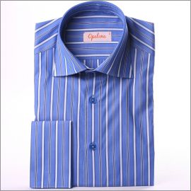 Blue with white stripes french cuff shirt