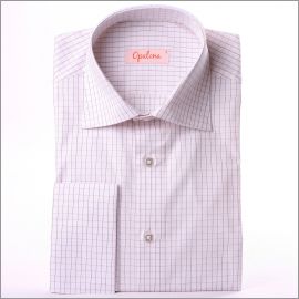 Chemise cintr�e blanche � carreaux rouges