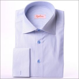 White with blue stripes french cuff shirt