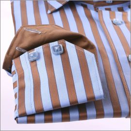 Blue and brown striped slim fit shirt