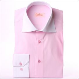 Pink with white collar and cuffs slim fit shirt