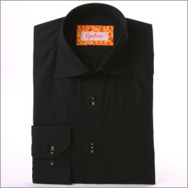 Black slim fit shirt with beige button holes