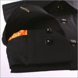 Black slim fit shirt with beige button holes