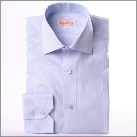 Blue with white and navy blue stripes slim fit shirt