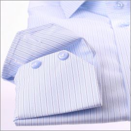 Blue with white and navy blue stripes slim fit shirt