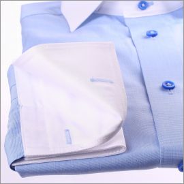 Blue french cuff shirt with white collar and cuffs