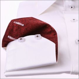White shirt with brown patterns collar and cuffs 