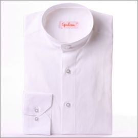 White grandad collar slim fit shirt