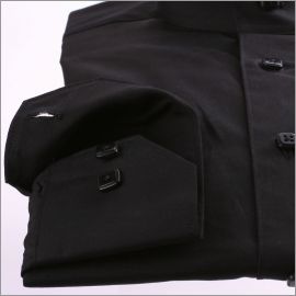 Black grandad collar slim fit shirt