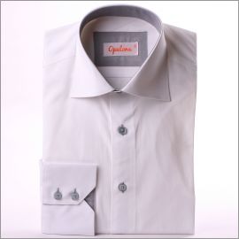 White with light grey collar and cuffs shirt