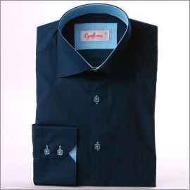 Blue-green with turquoise collar and cuffs shirt